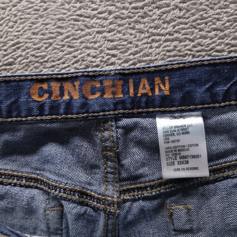 Cinch Jeans Mens 33x30 Blue Ian Slim Fit Dark Wash Western Rodeo Cowboy